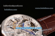 Cartier Rotonde De Swiss Manual Winding Steel Case with Brown Leather Bracelet and Skeleton Dial