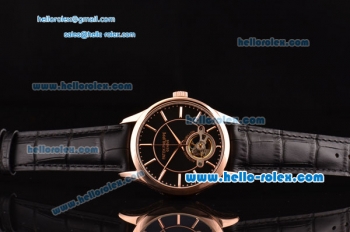 Patek Philippe Complicated ST18 Automatic with Tourbillon Rose Gold Case with Stick Markers Black Leather Strap and Black Dial