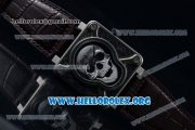 Bell & Ross BR 01 Burning Skull Asia Automatic Steel Case with Skull Dial and Brown Leather Strap - 1:1 Original(AAAF)