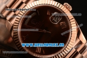 Rolex Day-Date Clone Rolex 3235 Automatic Rose Gold Case with Brown Dial Roman Numeral Markers and Rose Gold Bracelet (CF)