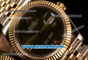 Rolex Datejust 37mm Swiss ETA 2836 Automatic Two Tone with Green Dial and Roman Diamonds Markers