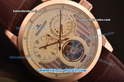 Jaeger-LECoultre Grande Complication Tourbillon Asia ST23 Automatic Rose Gold Case with Beige Dial and Brown Leather Strap