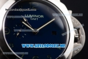 Panerai Luminor GMT PAM437 Asia ST25 Automatic Steel Case with Blue Dial and Blue Leather Strap Arabic Numeral Markers