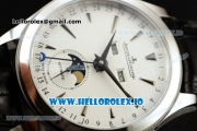 Jaeger-LECoultre Master Calendar Miyota 9015 Automatic Steel Case White Dial With Stick Markers Black Leather Strap (JH)