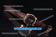 Parmigiani Tonda Tourbillon Asia ST25 Automatic Rose Gold Case with Black Dial and Brown Leather Strap Stick Markers