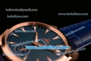 Omega Seamaster Aqua Terra 150 M Small Seconds 6497 Manual Winding Rose Gold Case with Blue Dial and Blue Leather Strap