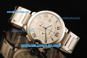 Cartier Ballon Bleu De Cartier Chronograph Swiss Quartz Movement Full Steel with White Dial and Black Roman Numerals