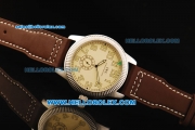 IWC Pilot's Watch Asia Manual Winding Movement Steel Case with Beige Dial and Brown Leather Strap