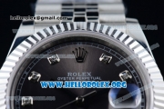 Rolex Datejust II Swiss ETA 2836 Automatic Steel Case with Black Dial Diamonds Markers and Stainless Steel Bracelet (BP)