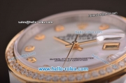 Rolex Datejust Swiss ETA 2836 Automatic Diamond Bezel with White MOP Dial and 18K Gold Strap - 1:1 Original