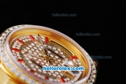 Rolex Day-Date Oyster Perpetual Automatic Full Gold with Diamond Dial and Red Marking