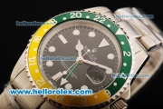 Rolex GMT-Master II Automatic Movement Full Steel with Green/Yellow Bezel and Black Dial