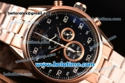 Tag Heuer Mikrograph Chrono Miyota OS10 Quartz Full Rose Gold with Black Dial and Arabic Numeral Markers