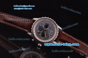 Breitling Chronospace Chronograph Swiss Valjoux 7750 Automatic Steel Case with Grey Dial and Brown Leather Strap