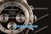 Rolex Daytona Vintage Edition Chrono Miyota OS20 Quartz Steel Case Steel Bezel with Black Dial and Brown Leather Strap