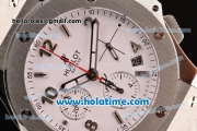 Hublot Big Bang Clone HUB4100 Automatic Steel Case with White Rubber Strap and White Dial - 1:1 Original (TW)