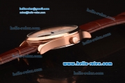 Patek Philippe Calatrava Tourbillon Automatic Rose Gold Case with White Dial and Brown Leather Strap