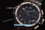 Hublot Big Bang Chronograph Miyota OS20 Quartz PVD Case with Black Dial and Diamond Bezel 7750 Coating