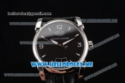 Parmigiani Tonda 39 QF Miyota 9015 Automatic Steel Case with Black Dial and Black Leather Strap Stick/Arabic Numeral Markers