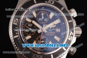 Breitling Superocean Chronograph II Chronograph Swiss Valjoux 7750 Automatic Steel Case with Black Dial Black Rubber Strap and Orange Second Hand