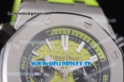 Audemars Piguet Royal Oak Offshore Diver Swiss Valjoux 7750 Automatic Steel Case with Green Dial Green Rubber Strap and Stick/Arabic Numeral Markers (EF)