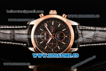 Longines Master Moonphase Miyota OS10 Quartz with Date Rose Gold Case with Black Dial and Stick Markers - Rose Gold Bezel