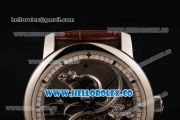 Vacheron Constantin Traditionelle Minute Repeater Tourbillon Swiss Tourbillon Manual Winding Steel Case with Steel Bezel Gray Dial and Brown Leather Strap