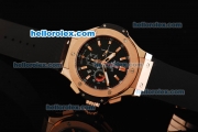 Hublot Big Bang Limited Edition Swiss Valjoux 7750 Automatic Movement Black Dial with Rose Gold Stick Markers/Bezel and Black Leather Strap