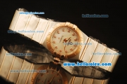 Omega Constellation Swiss Quartz Steel Case with Rose Gold Bezel and White MOP Dial-Diamond Markers