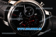 Glashutte Automatic Steel Case with Black Dial and Black Leather Strap