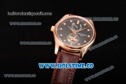 Patek Philippe Calatrava Tourbillon Swiss ETA 2824 Automatic Rose Gold Case with Diamonds Markers and Black Dial