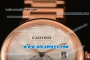 Cartier Rotonde De Miyota Quartz Rose Gold Case/Bracelet with Silver Dial