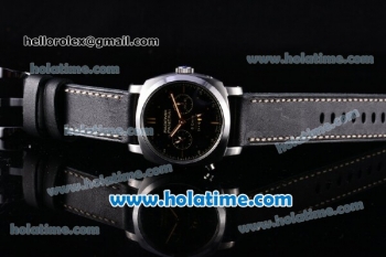 Panerai Radiomir 1940 8 Days GMT PAM503 Asia ST25 Automatic Steel Case with Black Dial and Black Leather Strap