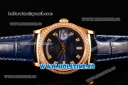 Rolex Day-Date Asia Automatic Yellow Gold Case with Diamonds Markers Blue Dial - Diamonds Bezel (BP)