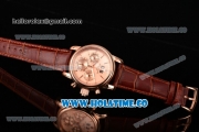 Patek Philippe Grand Complication Chrono Miyota OS20 Quartz Rose Gold Case with Beige Dial and Stick Markers