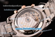 Longines Master Chrono Moonphase Swiss Valjoux 7751 Automatic Two Tone Case with White Dial and Rose Gold Bezel