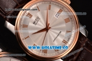 Mido Dorada Miyota Quartz Steel Case with Rose Gold Bezel and White Dial