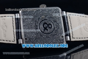 Bell & Ross BR 01 Burning Skull Asia Automatic Steel Case with Skull Dial and Black Leather Strap - 1:1 Original(AAAF)