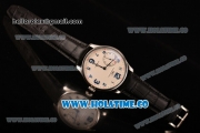 IWC Portugieser Hand-Wound Asia 6497 Manual Winding Steel Case with White Dial Black Leather Strap and Blue Arabic Numeral Markers