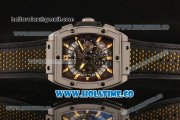 Hublot MP-06 Senna Chrono Miyota OS20 Quartz Steel Case with Skeleton Dial and Yellow Stick Markers