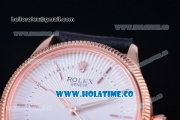 Rolex Cellini Time Asia 2813 Automatic Rose Gold Case with White Dial Blue Leather Strap and Stick Markers