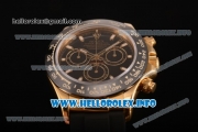 Rolex Daytona Chrono Swiss Valjoux 7750 Automatic Yellow Gold Case with Ceramic Bezel Rubber Strap and Black Dial (BP)