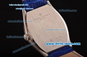 Vacheron Constantin Malte Miyota OS2035 Quartz Steel Case with Blue Leather Strap Blue Dial Stick Markers