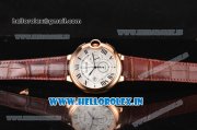 Cartier Ballon Bleu de Cartier Chronograph Quartz Rose Gold Case with White Dial and Brown Leather Strap