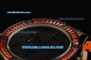 Hublot Big Bang Chronograph Swiss Quartz Movement PVD Case with Orange Diamond Bezel and Orange Rubber Strap-Lady Model