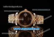 Rolex Datejust 37mm Swiss ETA 2836 Automatic Two Tone with Pink Dial and Roman Markers Diamonds Bezel