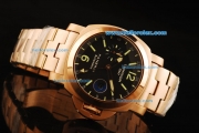 Panerai Luminor GMT Automatic Movement Rose Gold Case with Black Dial and Green Stick Markers - Middle Size