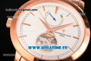 Vacheron Constantin Patrimony Tourbillon Two Tone with White Dial and Rose Gold Stick Markers