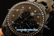 Tag Heuer Link Chronograph Quartz Movement PVD Case and Strap with Black Dial and Diamond Bezel