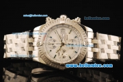 Breitling Chronomat Evolution Chronograph Swiss ETA 7750 Automatic Movement Full Steel with White Dial and Stick Markers